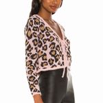 superdown  Marsha Pink & Black Leopard Front Tie Cardigan Photo 1