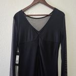 Bebe NWT  701782A Mesh Long Sleeve Vneck Illusion Midi Dress Black Size Large Photo 5