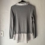 Adrianna Papell Gray Knit Collared Button Layered Tunic Sweater S Career Preppy Photo 7