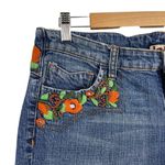 L.E.I VTG Y2k Blue Denim Low Rise Ashley Jeans Orange Floral Boho Embroidery 15 Photo 2
