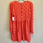 BP Orange Pink Plaid Dress Size Small Long Sleeve NWT Pleated Womens New N4 Photo 4
