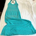 Bebe  Turquoise Backless Lace Dress Photo 1