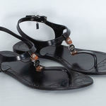 Coach  Black Jelly Thong Sandals With Signature Pattern Size 7B Minimalist Casual Photo 0