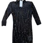 ZARA  open back mini long sleeve sequin dress black party NYE cocktail night out Photo 0