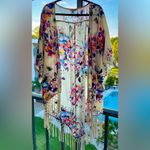 Umgee  Floral Kimono | Fringe Crochet Bottom | Size Med/Lg | Beautiful Boho Photo 2