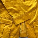 Lafayette 148 Women's Mustard Button-Up Blouse Jacket Size 6 Satin 3/4 Sleeve Photo 3