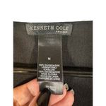 Kenneth Cole  Silk Deep V-Neck Long Sleeve Fitted Top Sheer Blouse Black Women M Photo 5