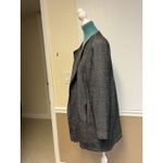Eileen Fisher  Women's Sz L Jacket Open Herringbone Lined Long Cotton Gray Black Photo 4