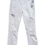frame denim FRAME LE HIGH STRAIGHT HIGH RISE WHITE DISTRESSED DESTRUCTED STRETCHY JEANS 26 Photo 1