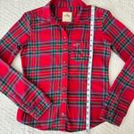 Hollister Holiday Red Tartan Plaid Flannel Button Down Shirt Long Sleeve Photo 4