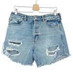 Free People We The Free Womens Tomboy Baggy Distressed Denim Shorts Size 29 Photo 2