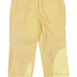 Larry Levine Women's Yellow Stretch Cuffed Hem Capri Chino Pants Size 12 Photo 0