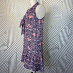 Amanda Uprichard  Mini Dress Drop Hem Tie Neck Geometric Print Pink Purple Small‎ Photo 4