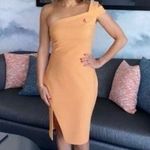 Likely Sherbet Orange Cap Sleeves One-Shoulder Packard Sheath Dress Size 4 Photo 9