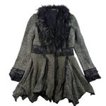 Dolce Cabo Sz L Boucle Cardigan Sweater Racoon Fur Witchy Grunge Luxe Goth Punk Gray Size L Photo 0