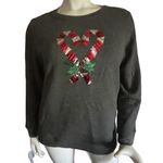 Karen Scott Sequin Candy Cane Sweatshirt Photo 0