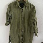 Tahari  100% Linen Lagenlook Green Top Blouse Shirt Button Front Small Photo 0