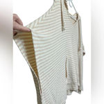 Mesh +Lace cream and tan stripe sleeveless hoodie poncho Size M Photo 2