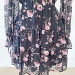 Lulus Lulu’s Fleur-ty Girl Black Floral Print Long Sleeve Babydoll Dress NWOT | XS Photo 8