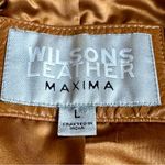 wilson's leather Wilson Maxima Women Sz L Brown Leather Button Up Blazer Jacket Boho Chic Western Photo 8