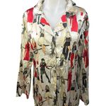 Taylor Swift Eras Tour Multicolor Silk Satin Button Up Long Sleeve Pajama Top M Photo 0