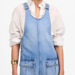 Madewell  Scoopneck Denim Shortalls Chambray Blue XXS Button Front Patch Pockets Photo 0