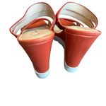 Charly Amar Leather Wedge Sandals Slides Bold Coral Strappy Size 10 Women's Red Photo 6
