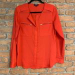 Premise Studio Women's Button Down Zipper Pocket Long Sleeve Blouse Red - Size S Photo 0