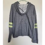 Sundry Anthropologie  Gray Varsity Hooded Sweatshirt Arm Detail Size Medium Photo 3