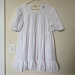 Aritzia SUN-DEH Zane Puff Sleeve Mini Babydoll Dress Open Tie-Back White Small Photo 3