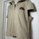 Vintage Harley Davidson Cream Short Sleeve Novelty Biker Gear Vest Womens Hoodie Size XL Photo 4