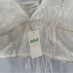 Aerie Bralette Size Medium Lace Embroidered Longline Bra Corset Cream Flower NWT Photo 3