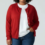 Carolyn Taylor Woman Cardigan Sweater XL Red Pearl Buttons SOFT Christmas Photo 0