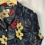 Sag Harbor  Petite Medium Floral Flowy Vacation Crop Button Down Shirt Boxy Photo 5