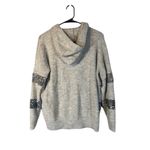 Nine West  Gray Rose Gold Sequin Striped Hooded Long Sleeve Sweater Women Med Photo 1