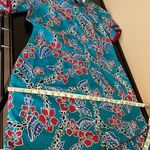 Hilo Hattie Hawaiian midi/maxi dress, turquoise and red, tropical print sz 14 Blue Photo 10