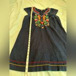 Lucky Brand Womens Sz: M Linen Bland Navy Blue Embroidered Neckline V-Neck Dress Photo 8