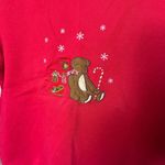 Vintage Christmas Holiday Applique Red Crewneck Sweatshirt Small Granny Cute Photo 1