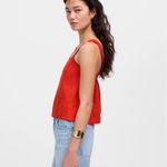 Madewell Contrast-Stitch Squareneck Top in Bright Flame, Size Large Photo 2