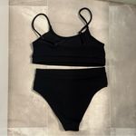 SheIn Black Ribbed High Waisted Bikini Set Medium Photo 2