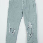 American Eagle Womens Mom Straight Jeans Size 00 Long Green Distressed Grunge Photo 0