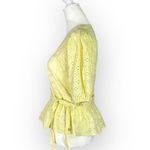 Scotch & Soda Wrap Top Women's XS Yellow Cotton Peplum V-Neck Puff Sleeve Eyelet Photo 1