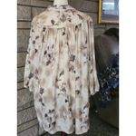 Tempo Paris Floral Tunic Top 4X Blouse Long Sleeve Collared Neutral Colors Oversized Photo 1