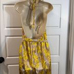 Aakaa  Yellow HOLTZ SATIN PRINTED HALTER JUMPSUIT Large NWT Photo 8