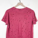 IRO Clay Linen Distressed Short Sleeve Boyfriend Tee in Magnolia Red Size Medium Photo 7
