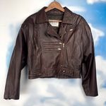 Cenci vintage cropped leather moto bomber jacket Brown Size M Photo 0
