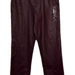 Edgely Women's Maroon/brown Faux Leather Pants Size 10 Slim Straight Ankle NWT Photo 0