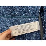 Mac Duggal  5510 Blue Women's Sequined Wrap Over Puff Long Sleeve Gown Size 4 Photo 3