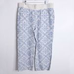 Soft Surroundings NWOT Soft Surrounding Aliso Point Linen Pants Blue Tile Print 1X Wide Leg Casual Photo 2