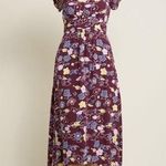 Modcloth NWOT Purple Floral Gallery Flattery Midi Tie Dress Photo 0